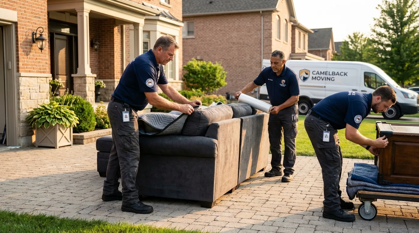 Large estate moving crew wrapping furniture in Saint Joseph, MO